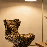 360° Swivel Vintage Leopard Print Faux Mink Fur Single Accent Chair