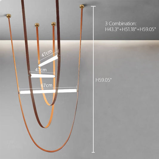 Rylight Designer U-vormige riemlamp LED glazen buis kroonluchter