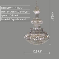 Rylight 3-Tier Extra Large Crystal Gourd-Shaped Dimmable Chandelier