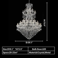 Rylight Extra Large Traditional Multi-layers Candle Branch Chrome/Gold Crystal Chandelier