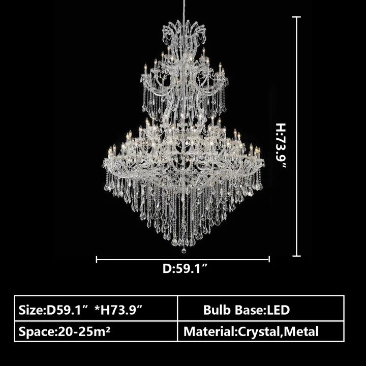 Rylight Extra Large Traditional Multi-layers Candle Branch Chrome/Gold Crystal Chandelier