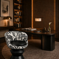 Tiger Mountain Velvet Swivel Accent Chair with Sculptural Pedestal Base