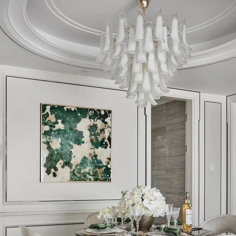 Rylight 5/6-Tier Traditional Italian Mid-Century Petal Glass Chandelier