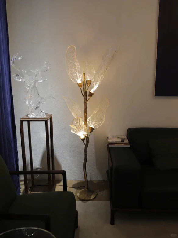 Rylight Flush Mount/Round/Linear Bionic Resin Leaves Chandelier