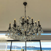 Rylight 12/18-Light Candle Crystal Chandelier in Black Finish
