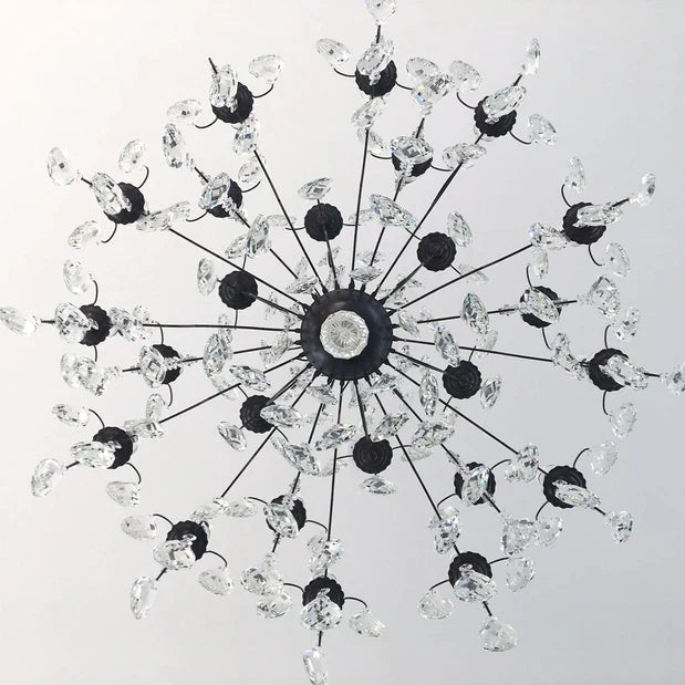 Rylight 12/18-Light Candle Crystal Chandelier in Black Finish