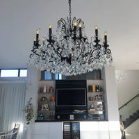 Rylight 12/18-Light Candle Crystal Chandelier in Black Finish