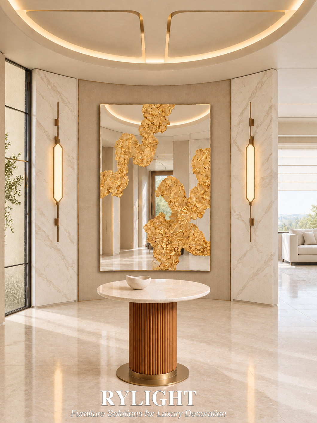 Sculptural Brass Art Mirror