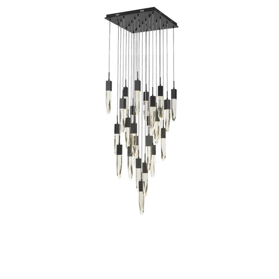 Rylight Modern&Luxury Round/Rectangle Ceiling Pendant Light in Black Finish