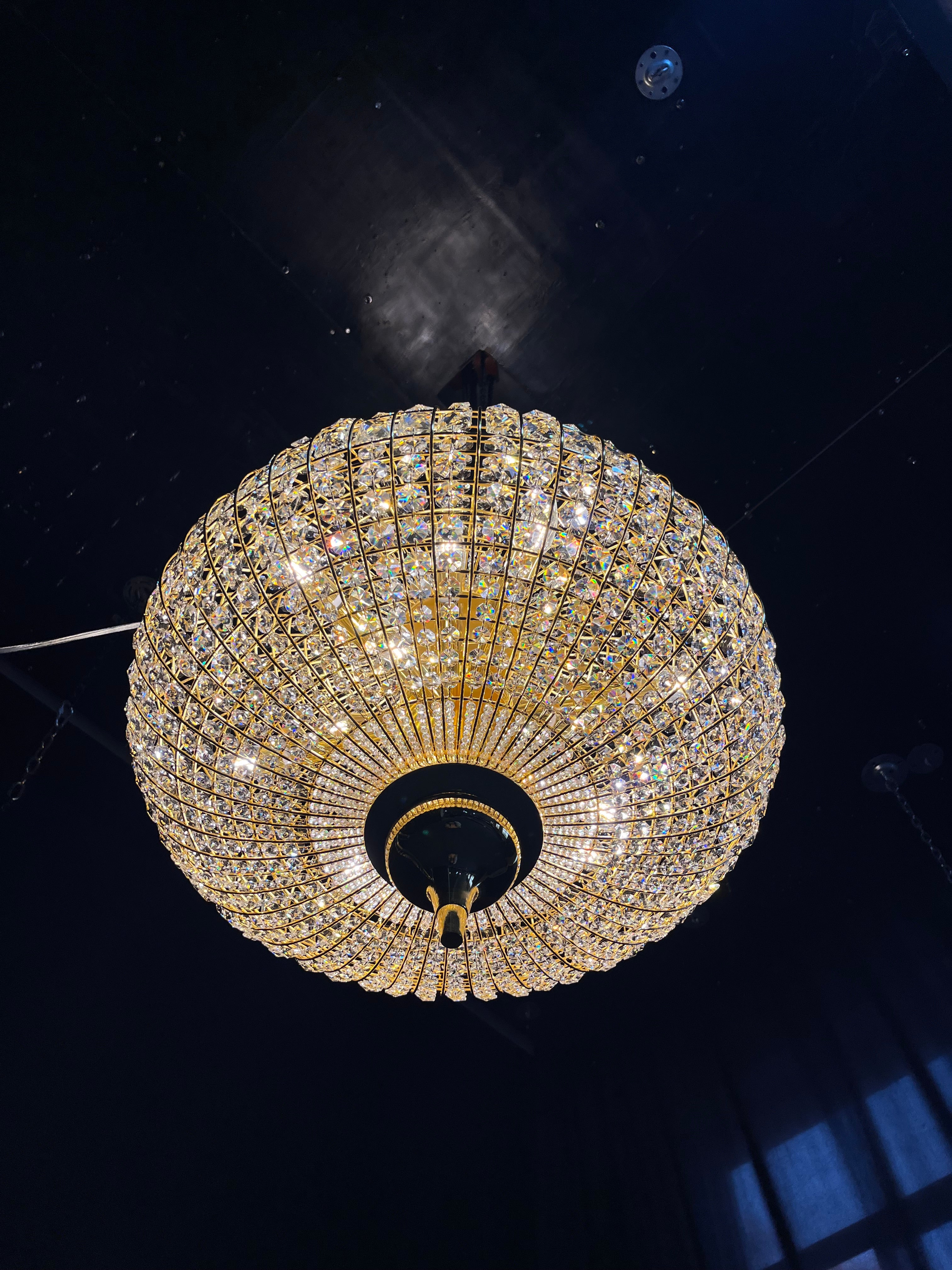 Rylight 3-Light French Empire Bead Crystal Chandelier in Antique Brass Finish