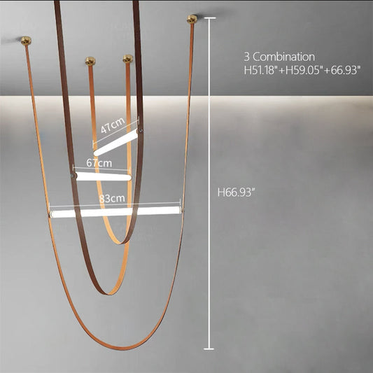 Rylight Designer U-vormige riemlamp LED glazen buis kroonluchter