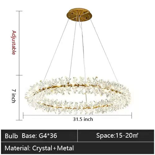 Rylight 1/2-ring ronde/lineaire bevroren ijskristallen kroonluchter
