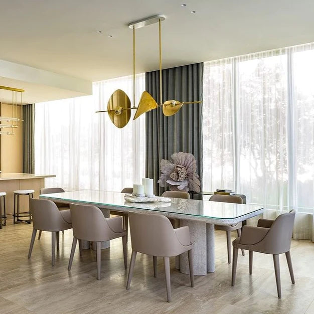Rylight 3-Light Minimalist Linear Brass Chandelier