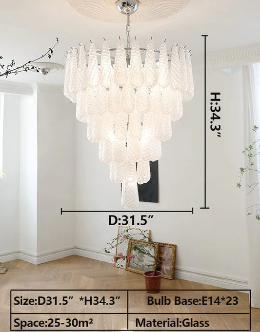 Rylight 5/9/13/23-lichte luxe meerlaagse druppelvormige watervalkroonluchter