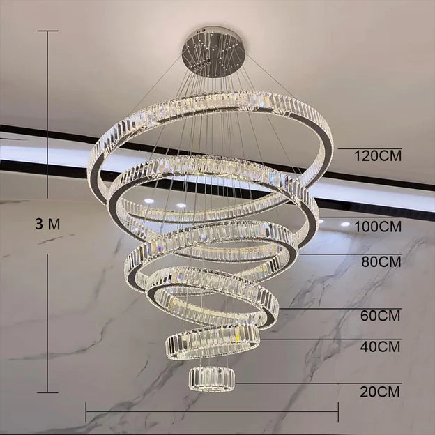 Rylight 5/6-Ring Crystal Chandelier in Gold/Chrome Finish