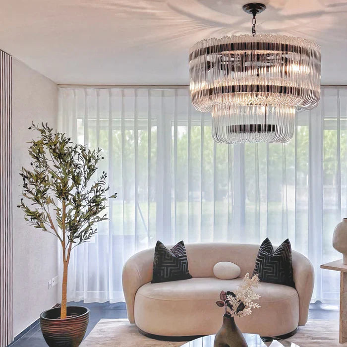 Moderne luxe 2-laags glazen kroonluchter