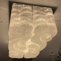 Moderne, inbouw kroonluchter met vierkante, holle kristallen buizen voor hotels, restaurants en woonkamers