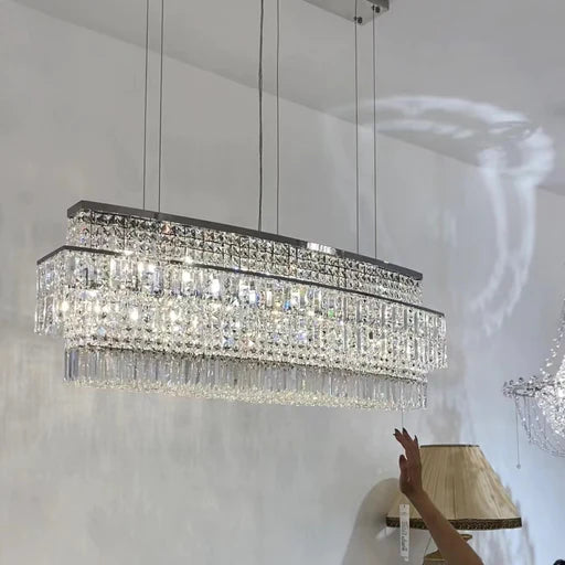 Luxury 3 -Tiered Crystal Chandelier For Dining Room/Living Room