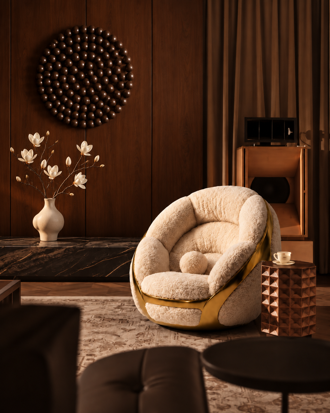 Artful Eggshell Lounge Chair