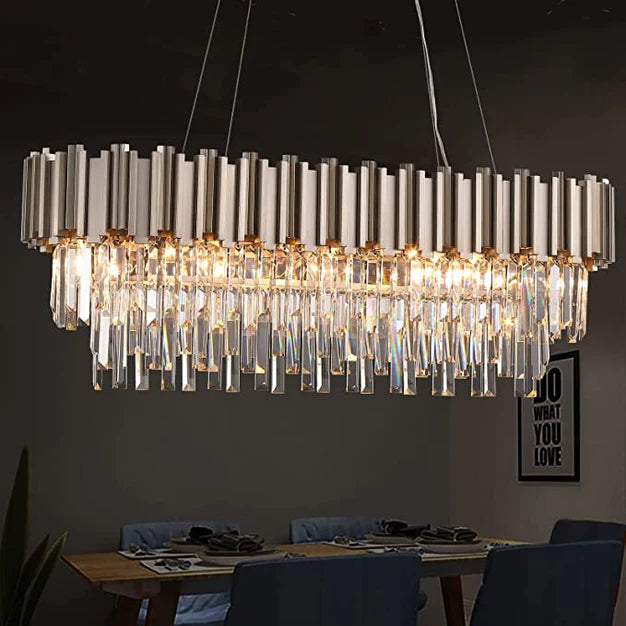 Rylight Light Luxury Large Round/Oval Multi-tiered Crystal Chandelier