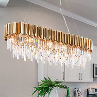 ثريا كريستالية فاخرة كبيرة مستديرة/بيضاوية متعددة الطبقات من رايلايت لايت