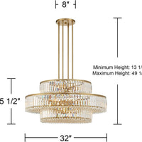 Rylight 3-Tier Luxury Style Crystal Chandelier in Soft Gold Finish Color
