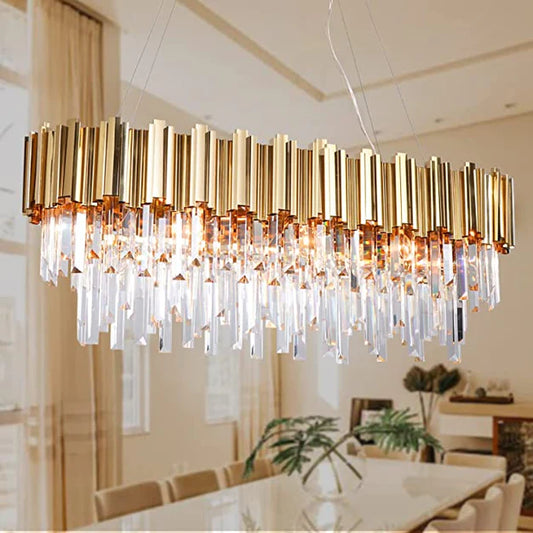 Rylight Light Luxe Grote Ronde/Ovale Meerlaagse Kristallen Kroonluchter