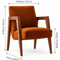 Burgundy Velvet Walnut Accent Chair