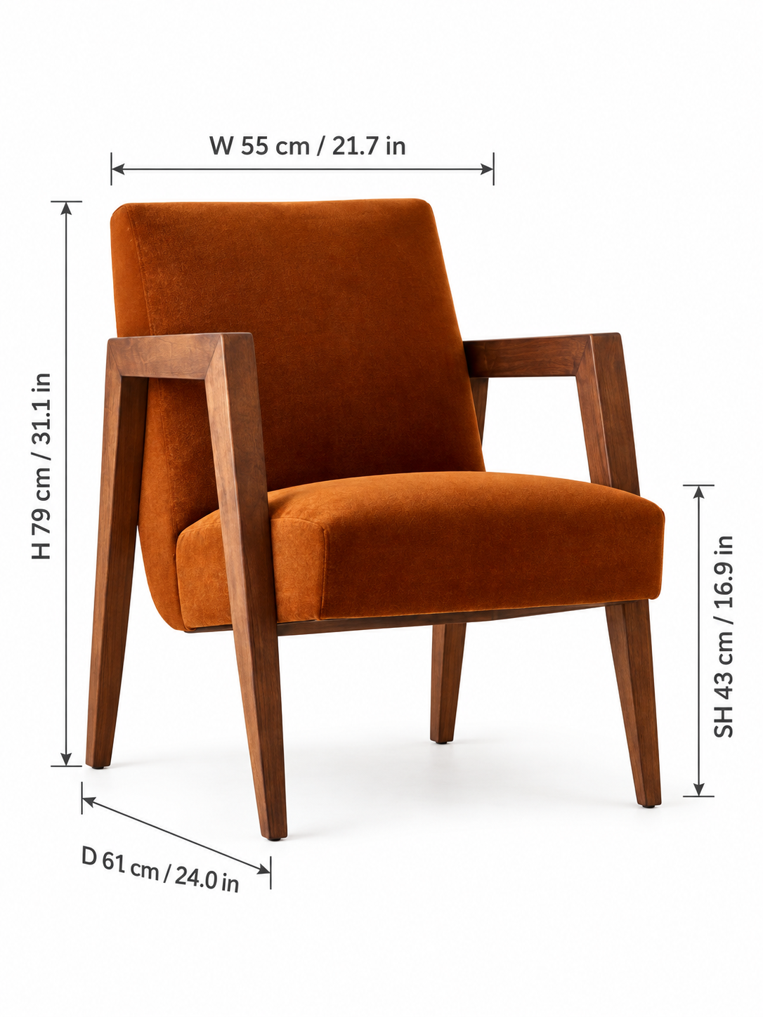 Burgundy Velvet Walnut Accent Chair