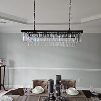 Rylight 4/5/7-laags ronde/rechthoekige kristallen dimbare kroonluchter in goud/zwarte afwerking