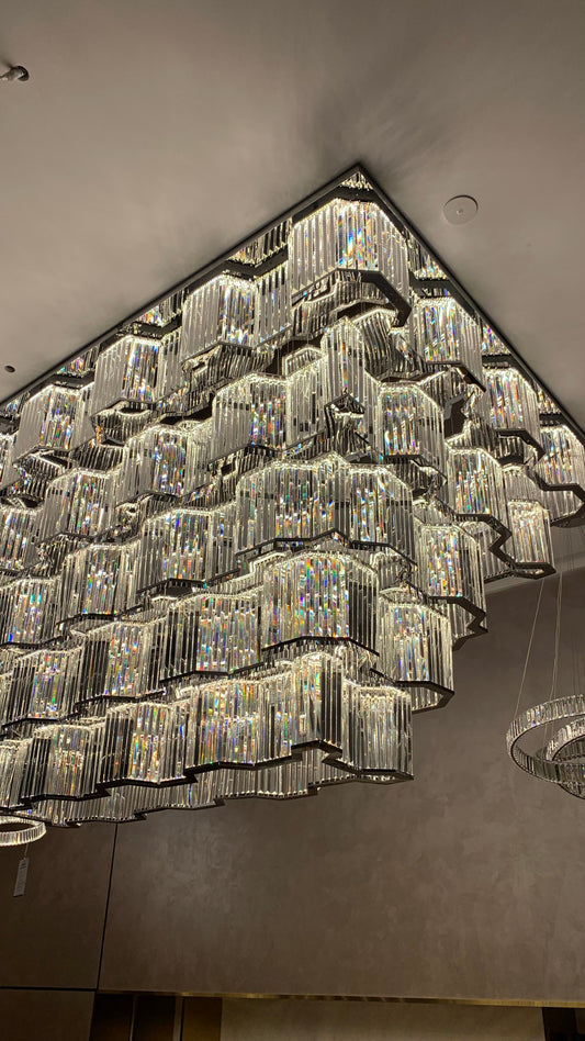 Moderne plafondlamp/kroonluchter met chromen afwerking voor hal/hotellobby/eetkamer