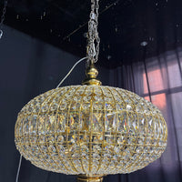 Rylight 3-Light French Empire Bead Crystal Chandelier in Antique Brass Finish