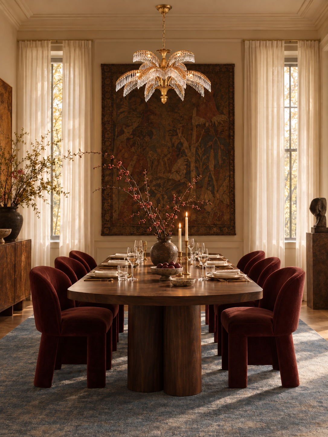 Luxe messing palmboom kristallen kroonluchter voor woonkamer/laag plafond 