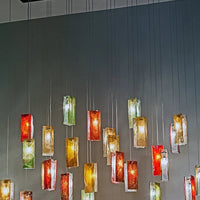Rylight 1/25/60/84-الضوء الملونة مستطيل العنقودية بلاط زجاجي قلادة/الثريا