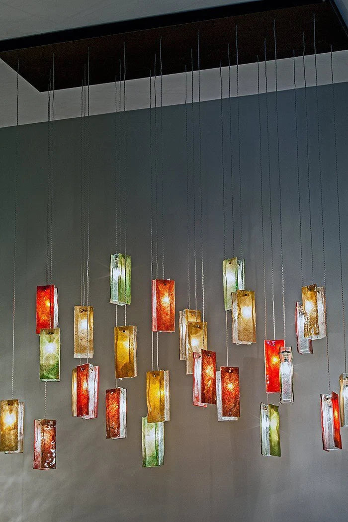 Rylight 1/25/60/84-الضوء الملونة مستطيل العنقودية بلاط زجاجي قلادة/الثريا