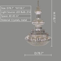 Rylight 3-Tier Extra Large Crystal Gourd-Shaped Dimmable Chandelier