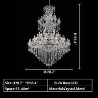 Rylight Extra Large Traditional Multi-layers Candle Branch Chrome/Gold Crystal Chandelier