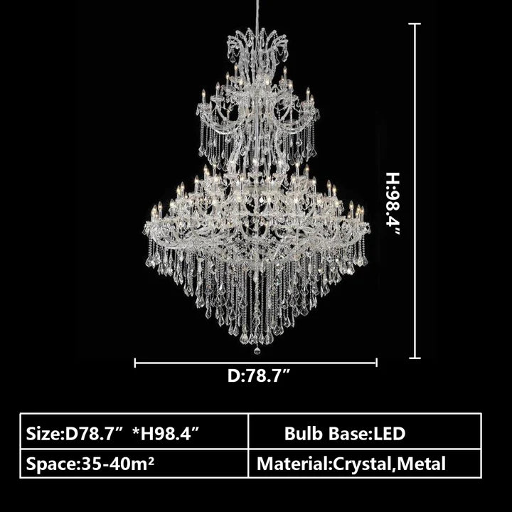 Rylight Extra Large Traditional Multi-layers Candle Branch Chrome/Gold Crystal Chandelier