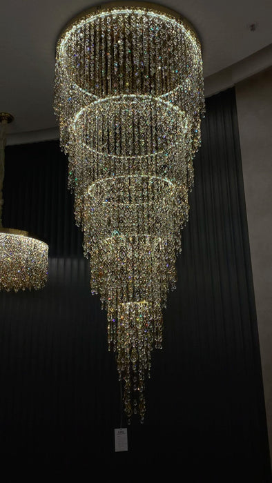 Modern Round 5-Layer  Crystal Tassel Chandelier for Villa/Staircase/Foyer/Living Room