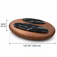 Aurelia Sculptural Walnut Marble Coffee Table Set