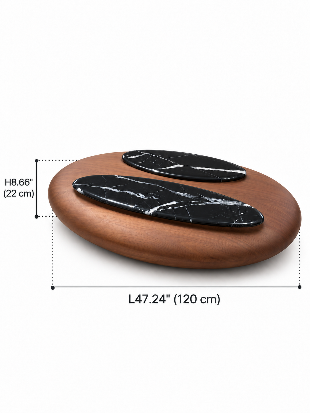 Aurelia Sculptural Walnut Marble Coffee Table Set