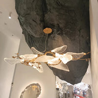 Rylight Flush Mount/Round/Linear Bionic Resin Leaves Chandelier