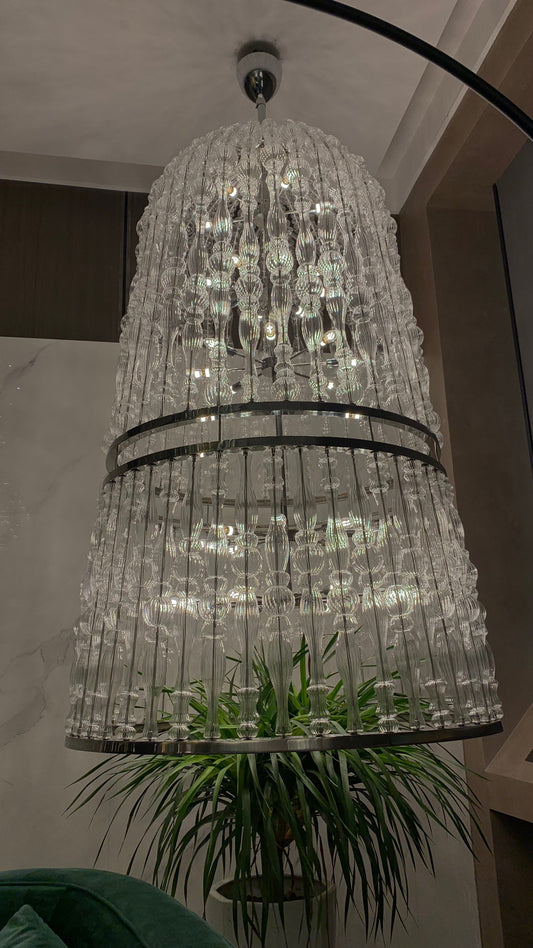 Creative Handmade Glass Cage Chandelier for Living Room/Dining Room/Staircase/Entryway/Foyer
