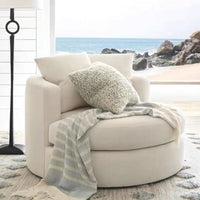 Italiaanse Nordic Light Luxe Fluwelen Ronde Draaibare Bankstoel voor Woonkamer/Slaapkamer