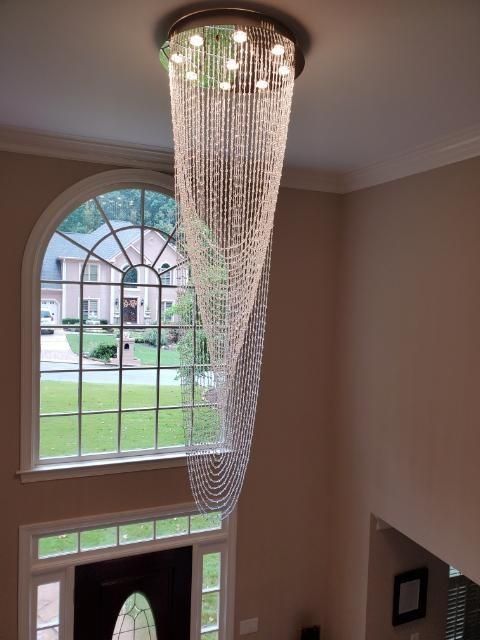 Rylight Flush Mount Waterfall Beaded Curtain Crystal Chandelier