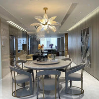 Rylight Flush Mount/Round/Linear Bionic Resin Leaves Chandelier