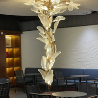Rylight Flush Mount/Round/Linear Bionic Resin Leaves Chandelier