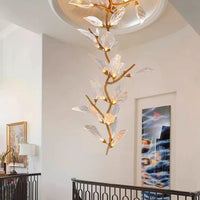 Rylight Flush Mount/Round/Linear Bionic Resin Leaves Chandelier