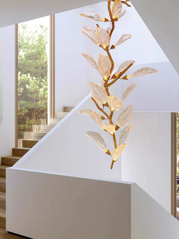 Rylight Flush Mount/Round/Linear Bionic Resin Leaves Chandelier