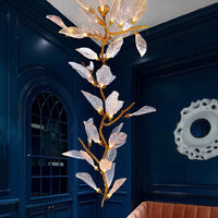 Rylight Flush Mount/Round/Linear Bionic Resin Leaves Chandelier